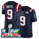 men's & kids New England Patriots 9 Kayshon Boutte Jersey Navy 2026 Super Bowl LX Patch Football