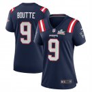 women's New England Patriots 9 Kayshon Boutte Jersey Navy 2026 Super Bowl LX Game Patch Football