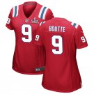 women's New England Patriots 9 Kayshon Boutte Jersey Red 2026 Super Bowl LX Game Patch Football