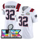 men's & kids New England Patriots 32 TreVeyon Henderson Jersey White 2026 Super Bowl LX Game Patch