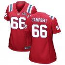 women's New England Patriots 66 Will Campbell Jersey Red 2026 Super Bowl LX Game Patch Football