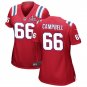 women's New England Patriots 66 Will Campbell Jersey Red 2026 Super Bowl LX Game Patch Football