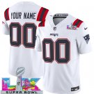 men's & kids New England Patriots 00 Custom name number Jersey White 2026 Super Bowl LX Game Patch