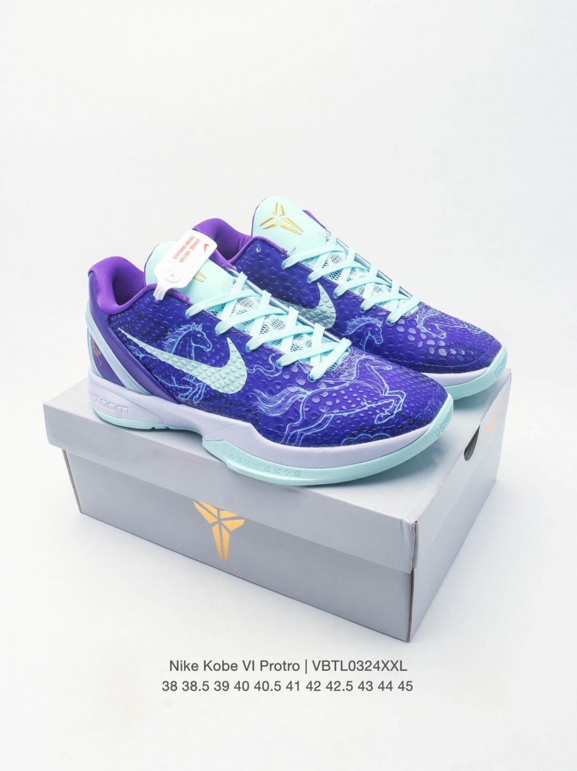 unisex size NK Kobe Bryant six VI Protro purple TEAL CNY combat basketball sneakers with shoes box