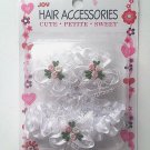 Joy Girl White Headband & Ribbon Bow Barrettes With Pink Flower