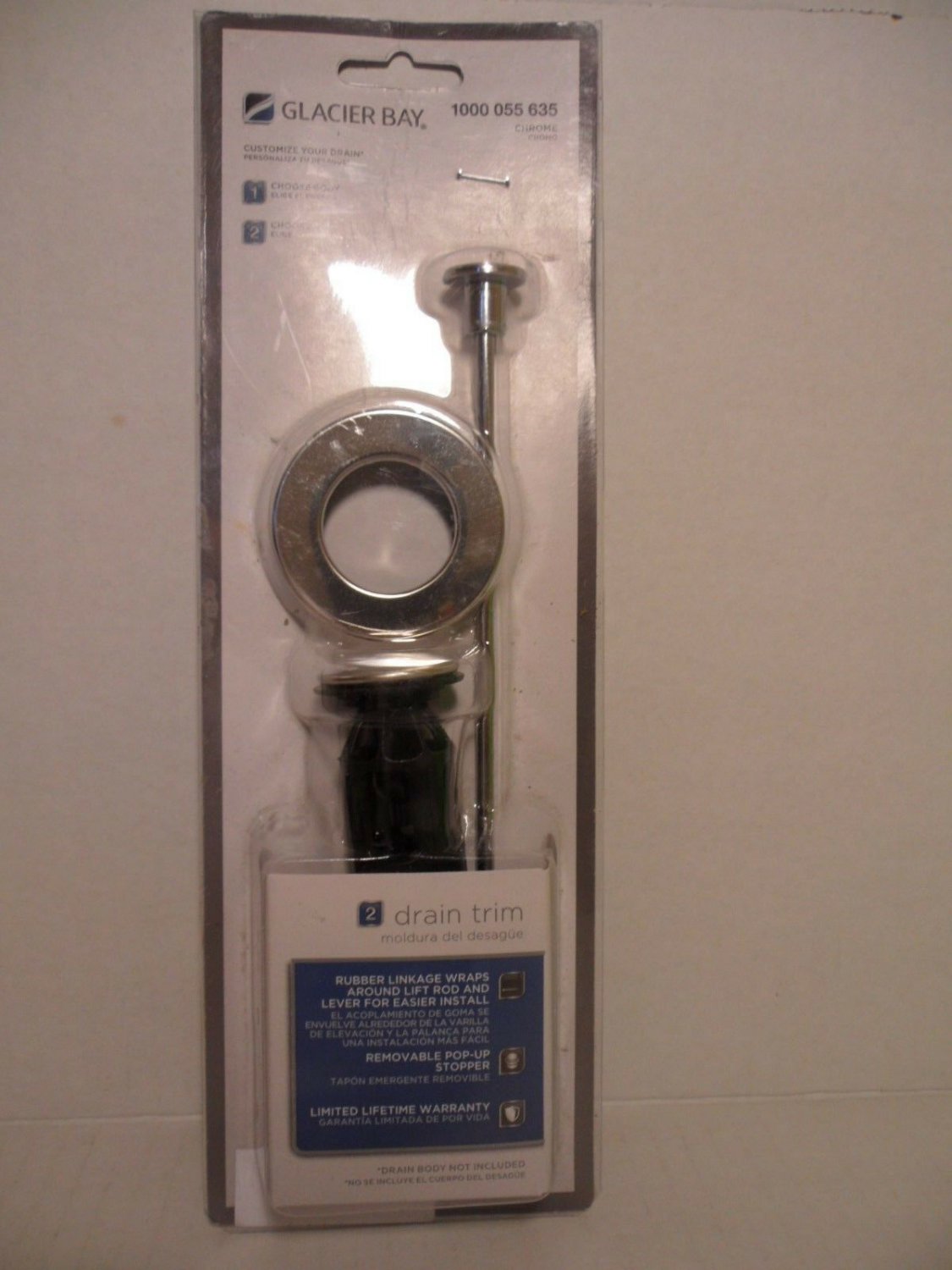 Glacier Bay drain trim Chrome 1000 055 635 Model 10728