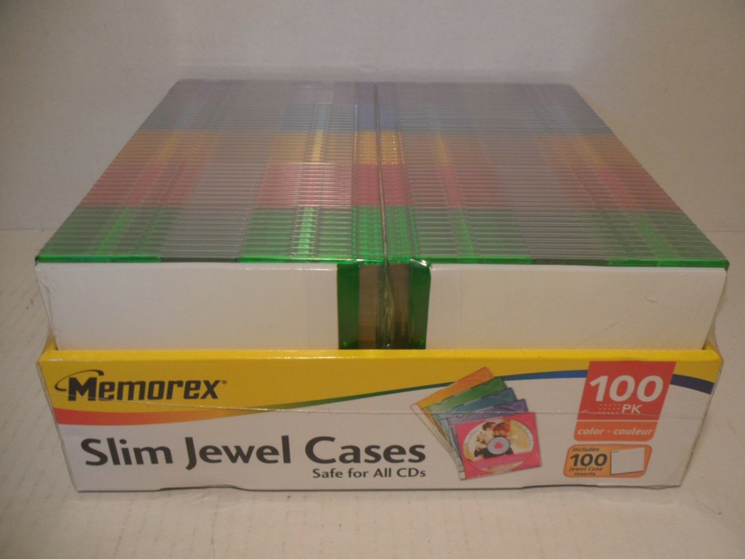 Memorex 100 Slim Jewel Cases 5 Colors100 InsertsTo Make CD'sNew