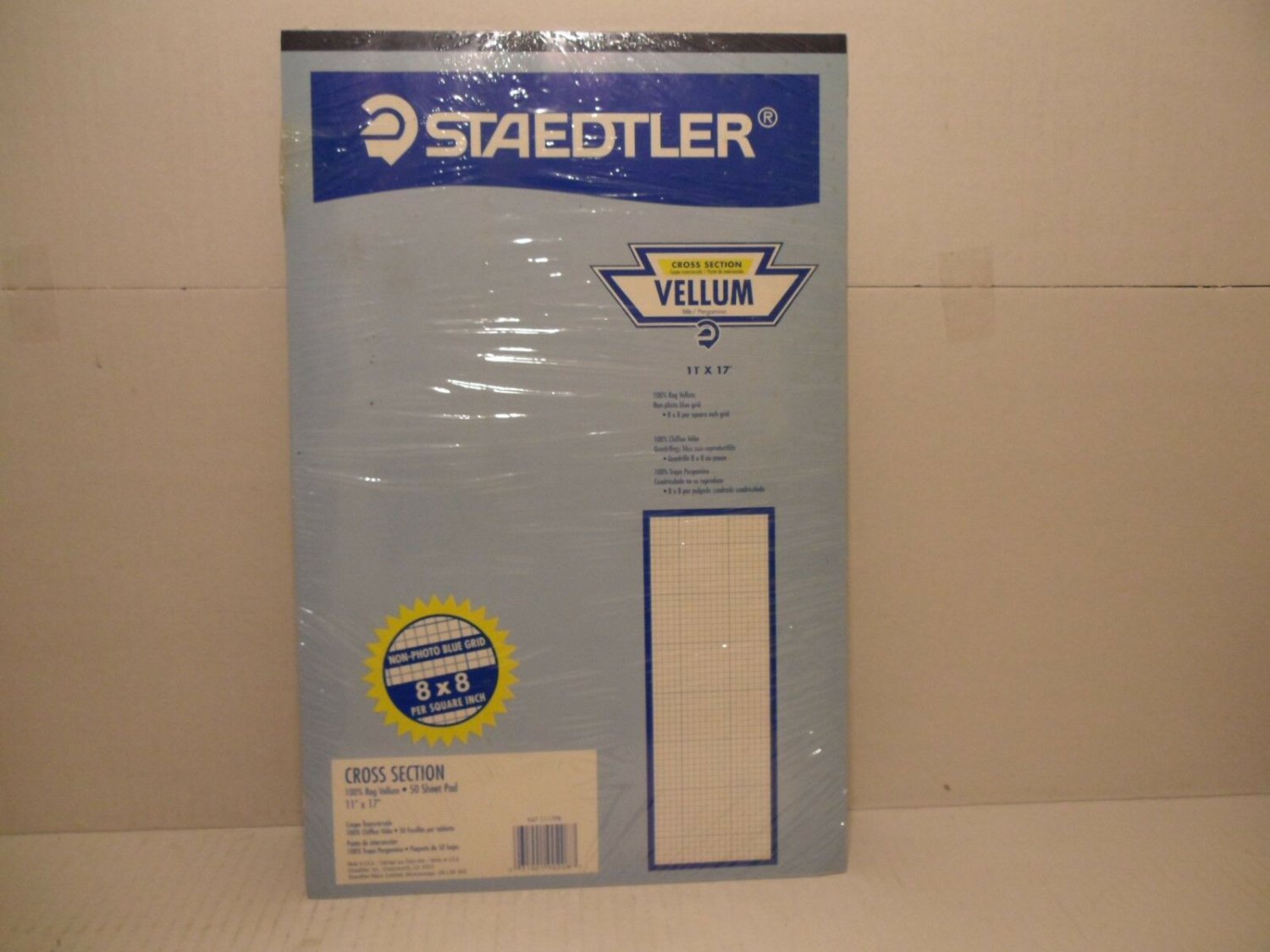 Staedtler Paper 100 Rag Vellum, 8 x 8 Grid, 11" x 17", 50Sheet Pad