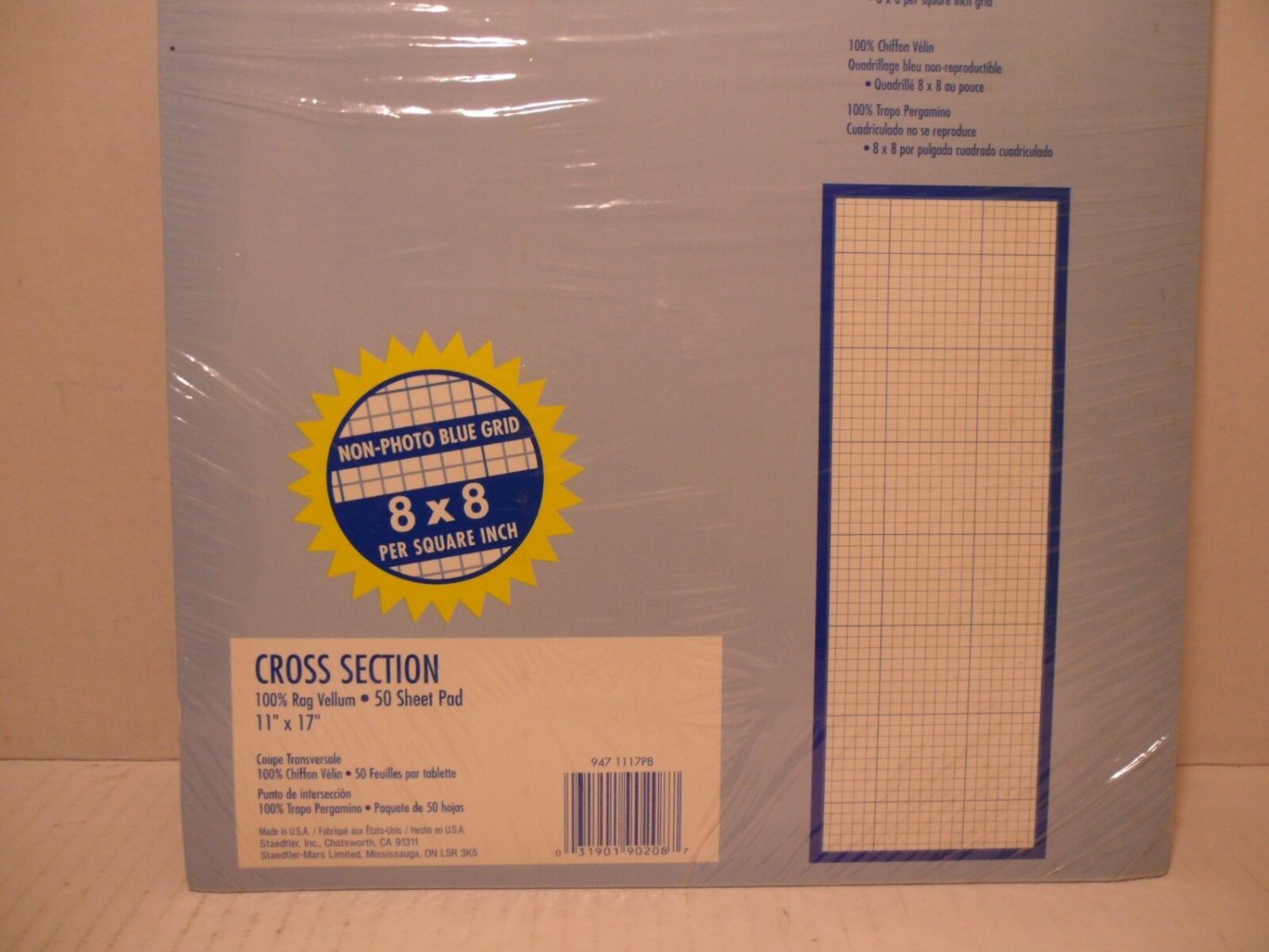 Staedtler Paper 100 Rag Vellum, 8 x 8 Grid, 11" x 17", 50Sheet Pad