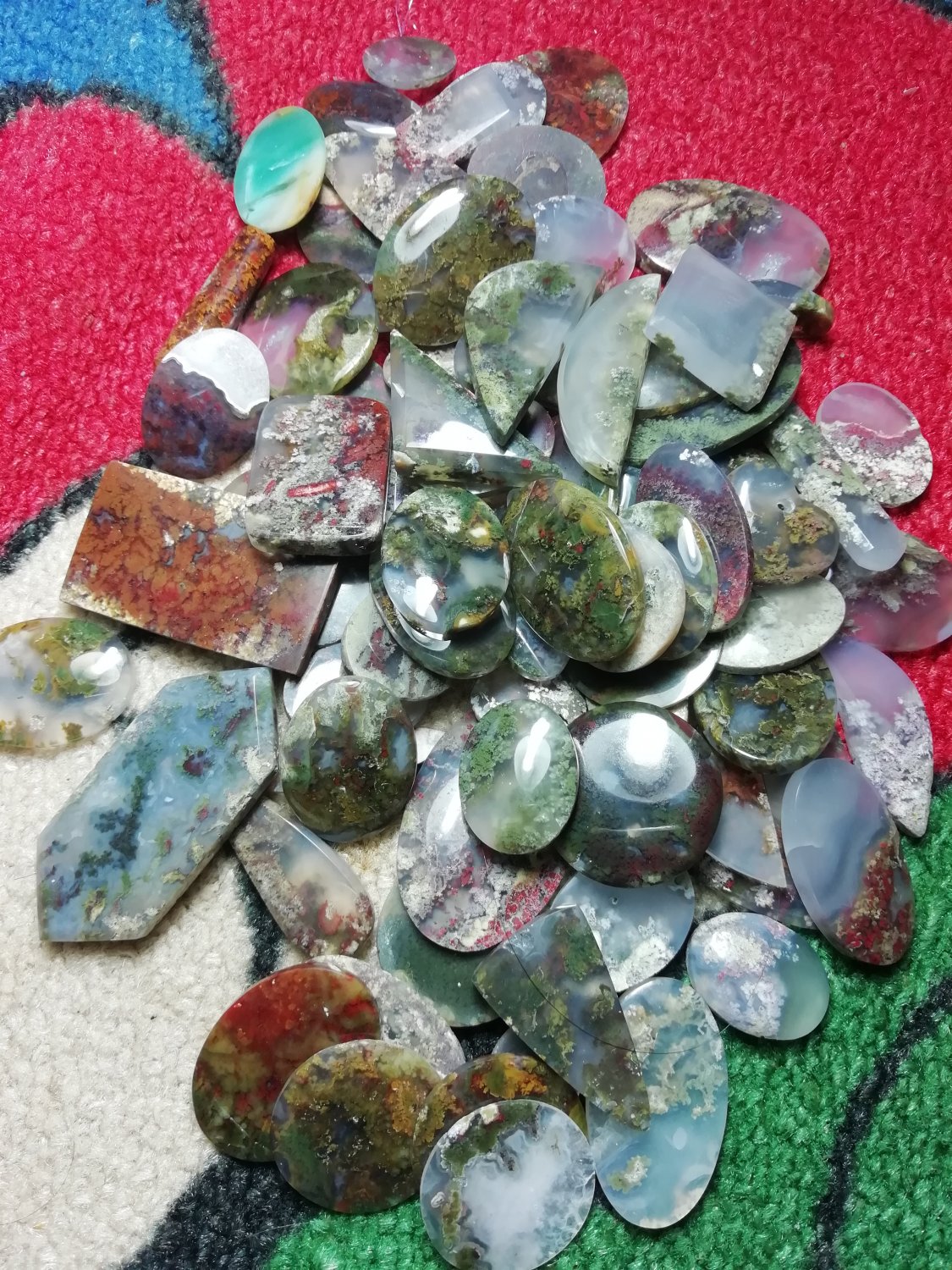 Moss agate cabochon 100 pcs