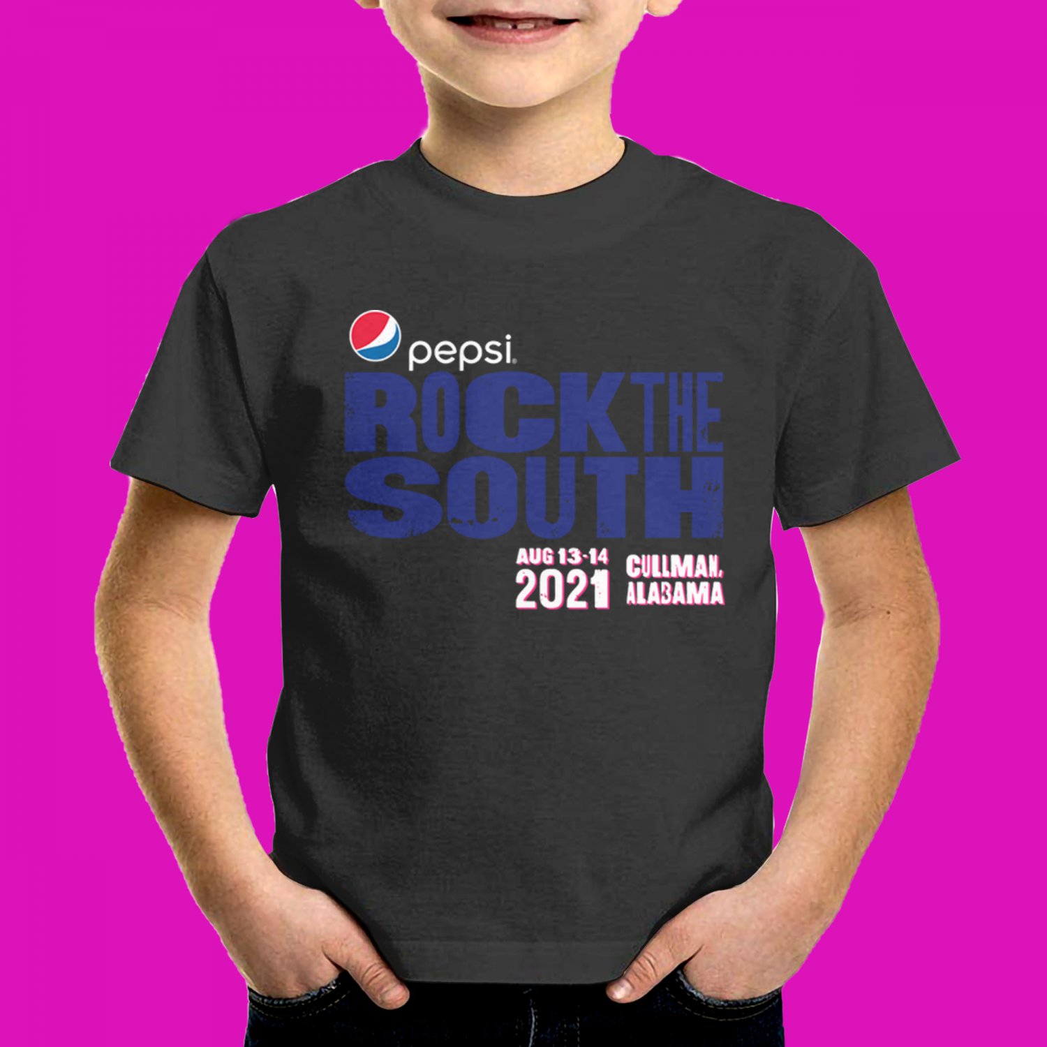 FOR KIDS PEPSI PRESENT ROCK THE SOUTH MUSIC FESTIVAL LOGO BLACK TEE