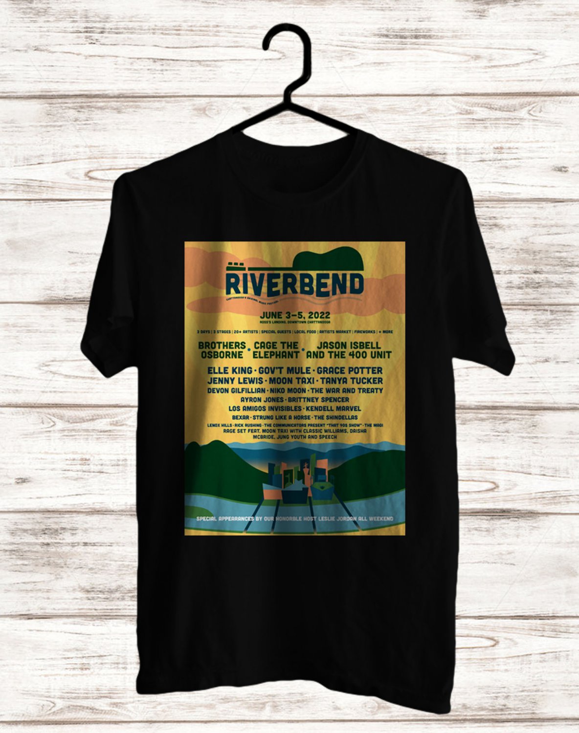 FOR KIDS AND ADULT RIVERBEND FESTIVAL LINEUP 2022 FRONT BLACK TEE SHIRT M01