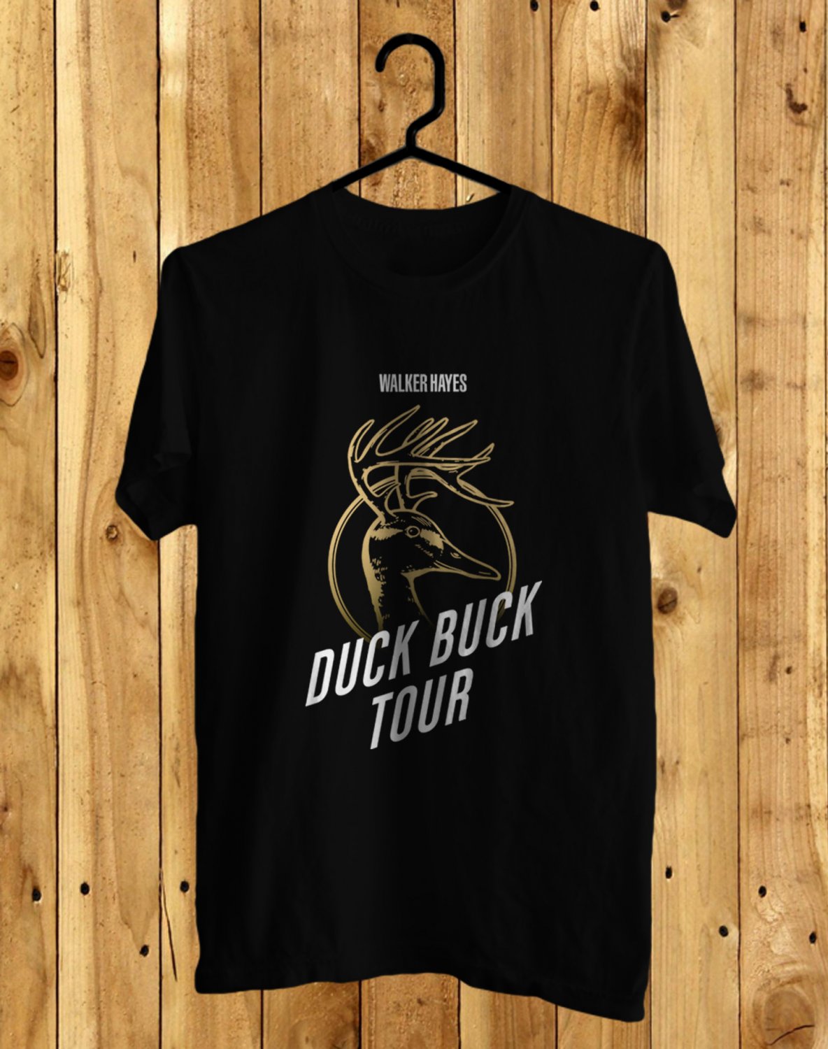 KIDS AND ADULT WALKER HAYES DUCK BUCK USA TOUR 2023 FRONT BLACK TEE M02