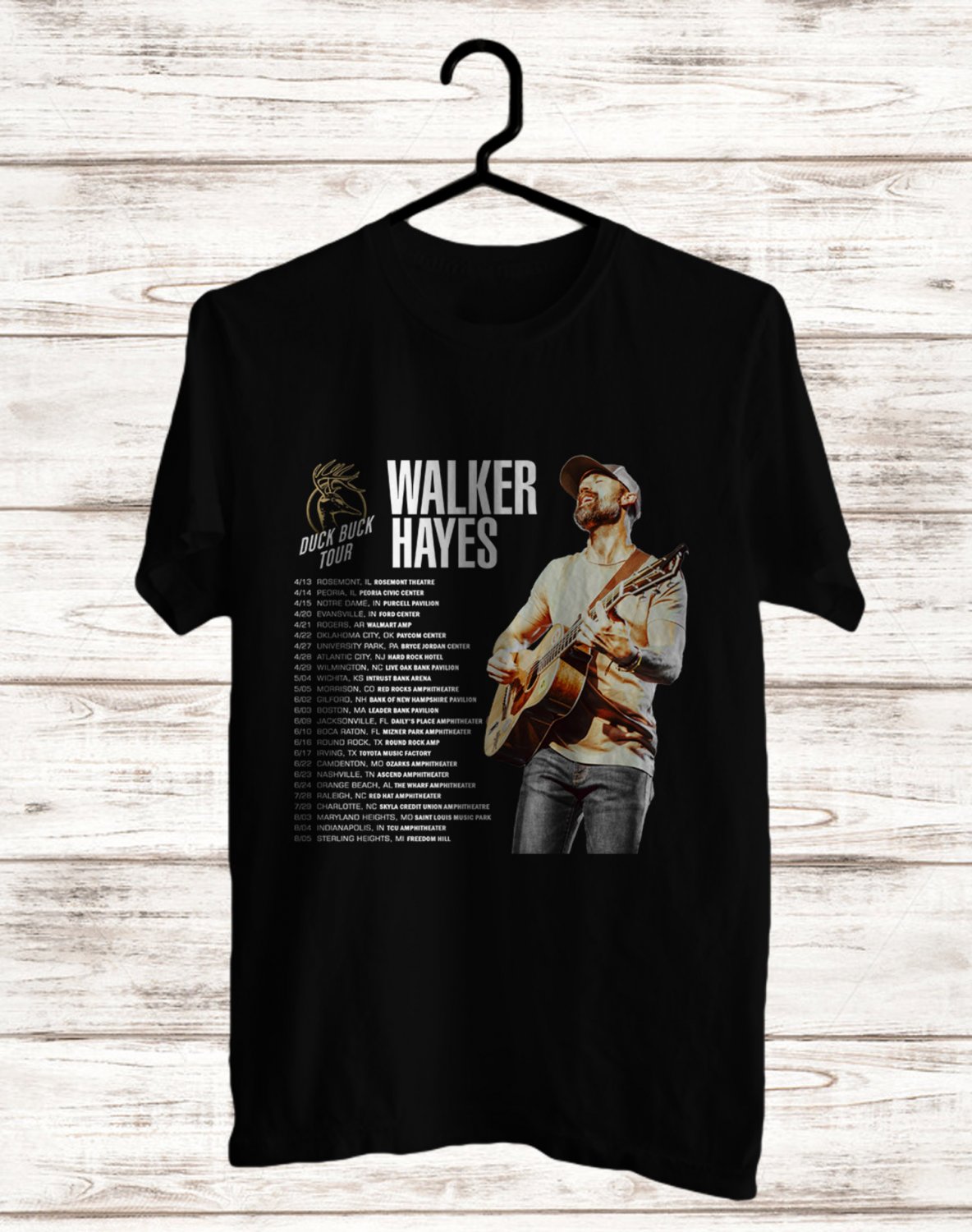 KIDS AND ADULT WALKER HAYES DUCK BUCK USA TOUR DATE 2023 FRONT BLACK