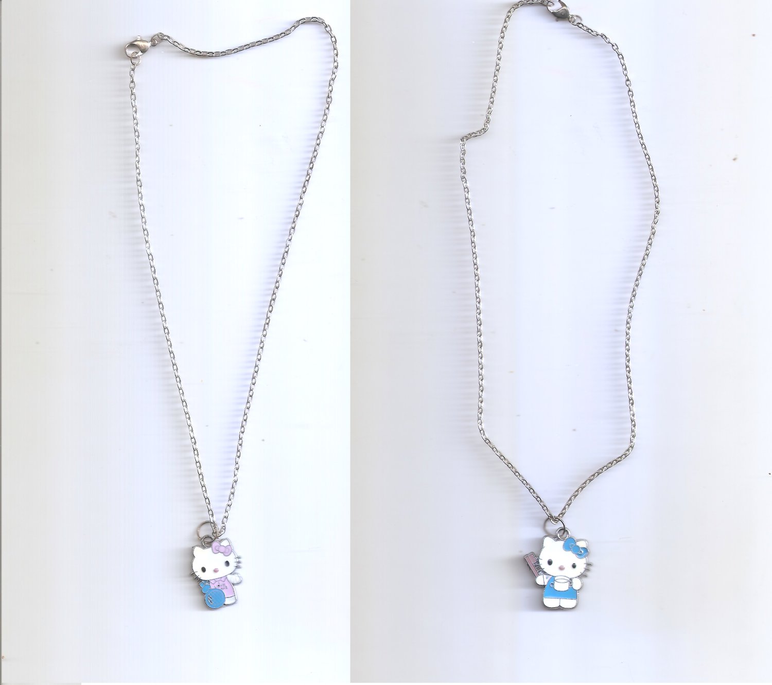 2 Hello Kitty Blue & Pink Bow Necklace