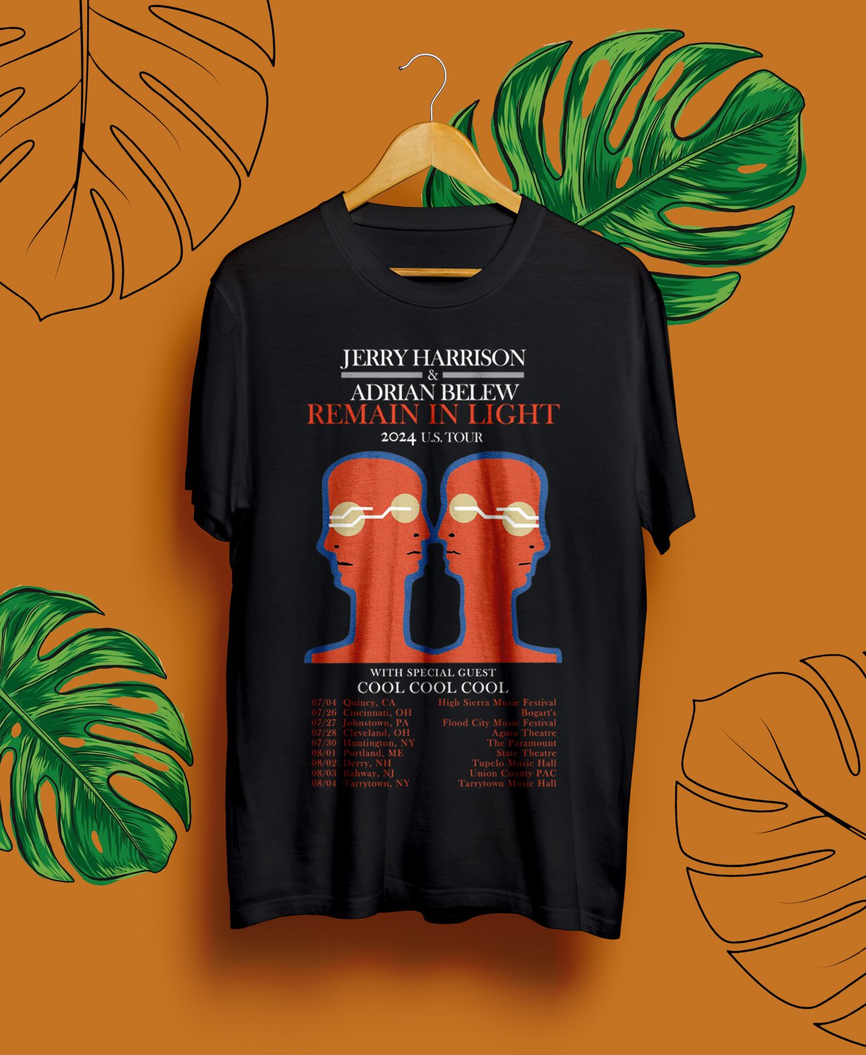 JERRY HARRISON REMAIN LIGHT SUMMER TOUR DATE 2024.JERRY HARRISON TOUR.UNISEX FRONT BLACK TEE CS82