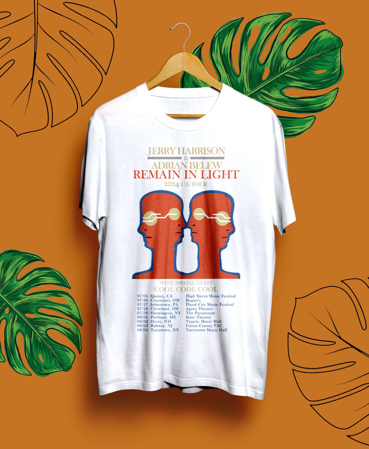 JERRY HARRISON REMAIN LIGHT SUMMER TOUR DATE 2024.JERRY HARRISON TOUR.UNISEX FRONT WHITE TEE CS81