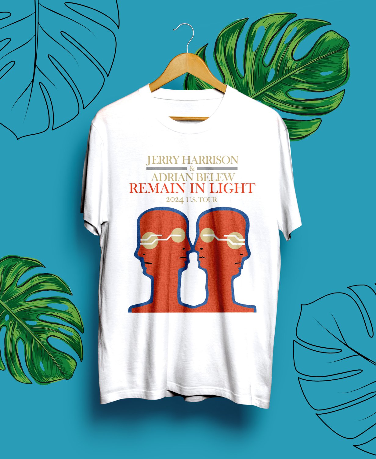 JERRY HARRISON REMAIN LIGHT SUMMER TOUR 2024.JERRY HARRISON TOUR.UNISEX FRONT WHITE TEE CS81