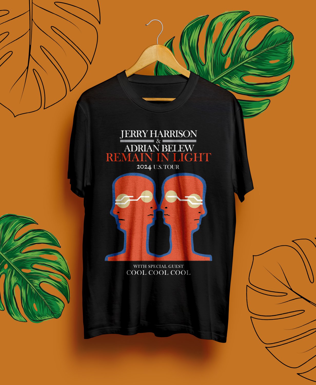 JERRY HARRISON REMAIN LIGHT SUMMER TOUR 2024.JERRY HARRISON TOUR.UNISEX FRONT BLACK TEE CS81