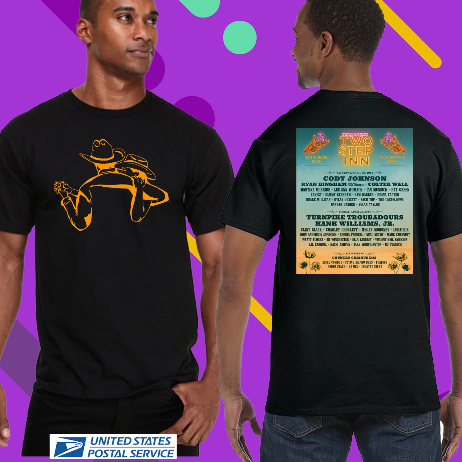 TWO STEP INN FESTIVAL 2024.TWO STEP INN FESTIVAL.UNISEX BLACK TEE CS81
