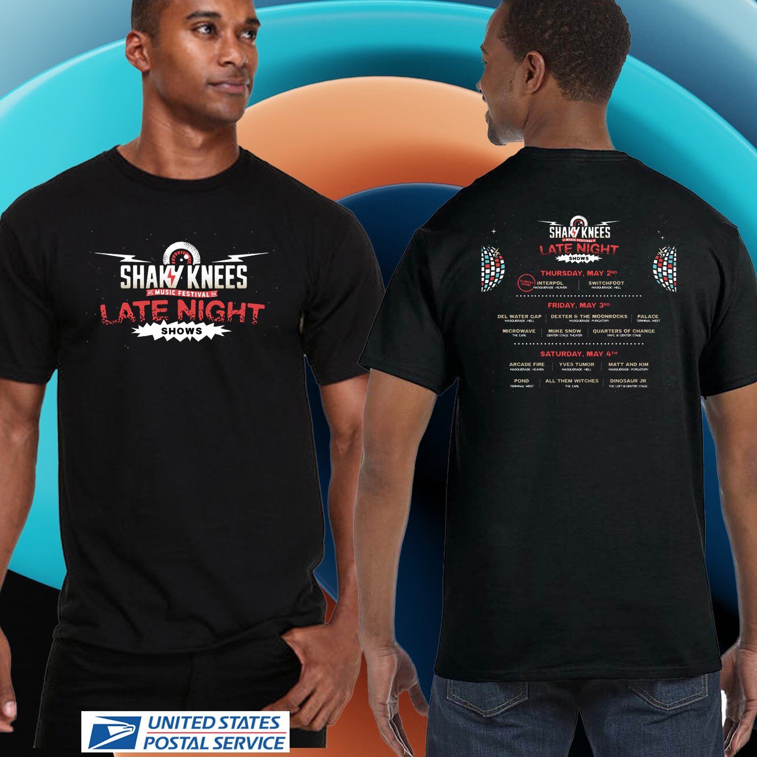 SHAKY KNEES LATE NIGHT SHOW FESTIVAL 2024.SHAKY KNEES MUSIC FESTIVAL.UNISEX BLACK TEE CS81
