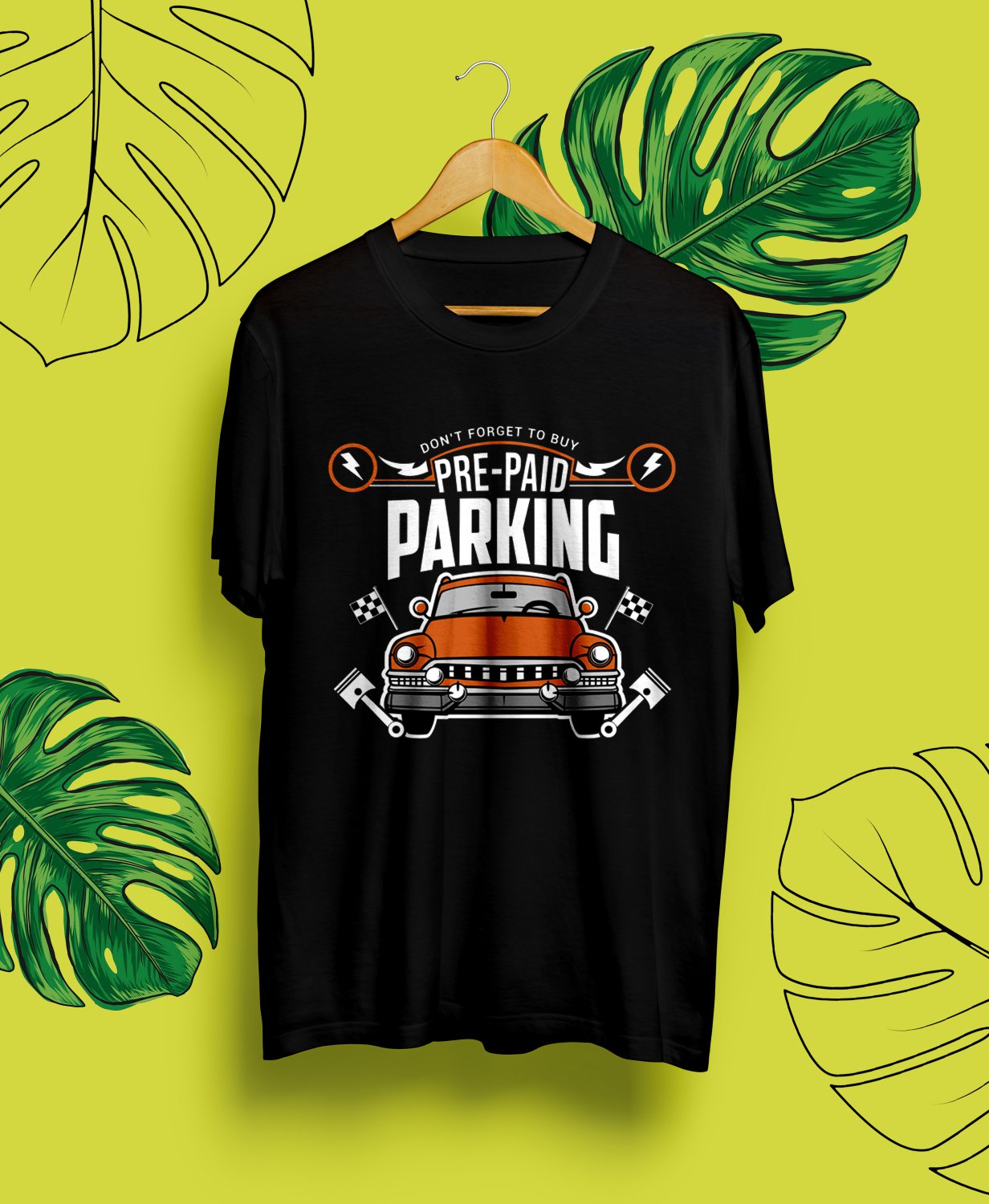 PRE PAID PARKING.VINTAGE TEE.UNISEX FRONT BLACK TEE CS81