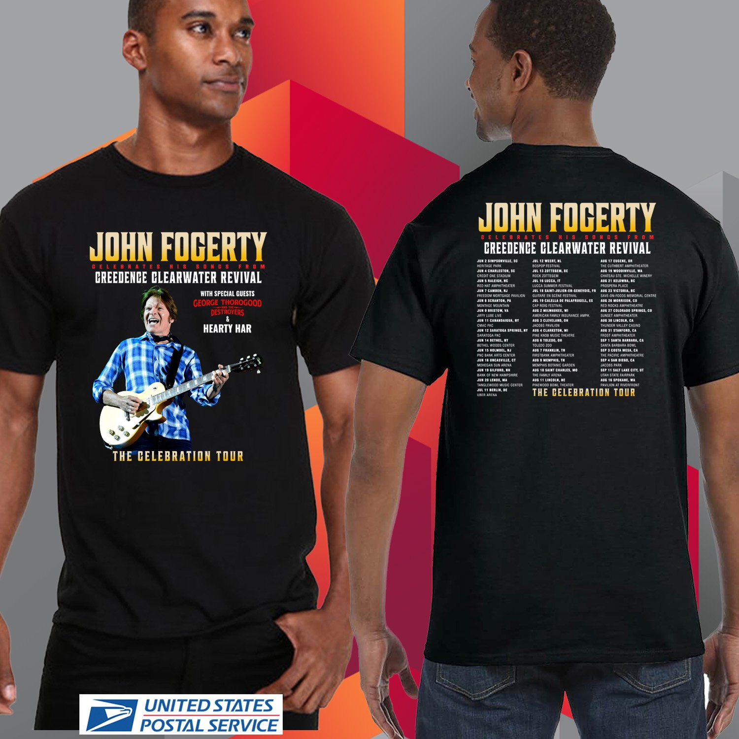 JOHN FOGERTY THE CELEBRATION WORLD TOUR 2024.JOHN FOGERTY TOUR.UNISEX  BLACK TEE CS82