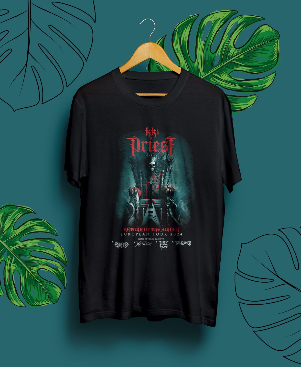 KK's PRIEST RETURN OF THE SINNER EUROPE TOUR 2024.KK's PRIEST.UNISEX FRONT BLACK TEE CS81
