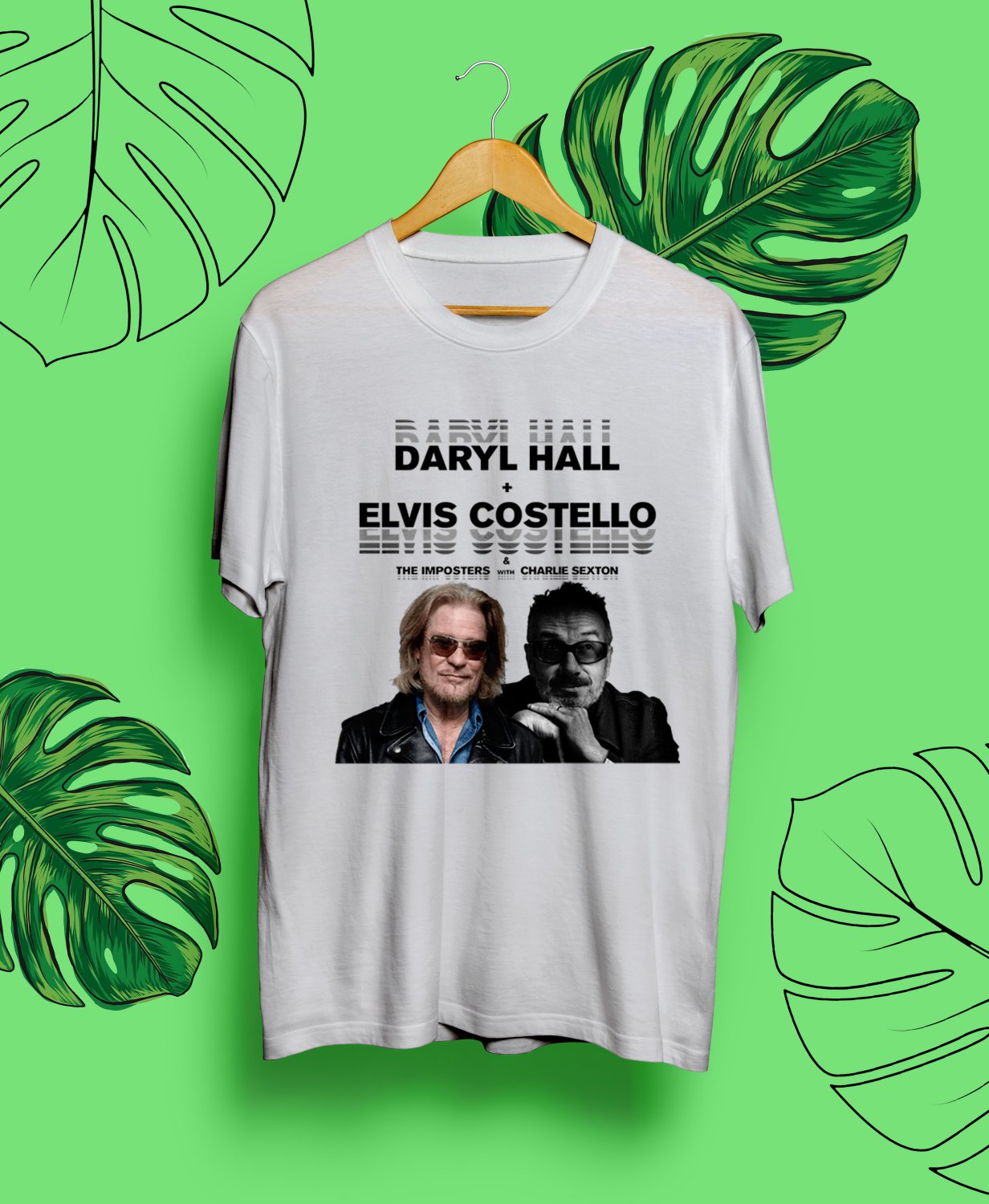 DARYL HALL & ELVIS COSTELLO SUMMER TOUR 2024.DARYL HALL TOUR.UNISEX FRONT WHITE TEE CS81