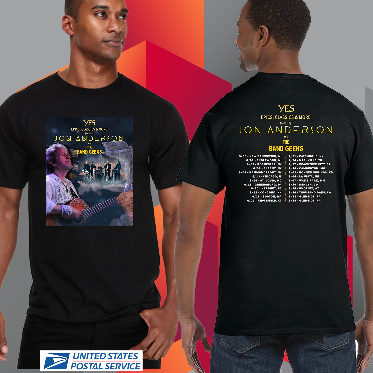 JON ANDERSON & THE BAND GEEKS TOUR 2024.JON ANDERSON TOUR.UNISEX BLACK TEE CS82