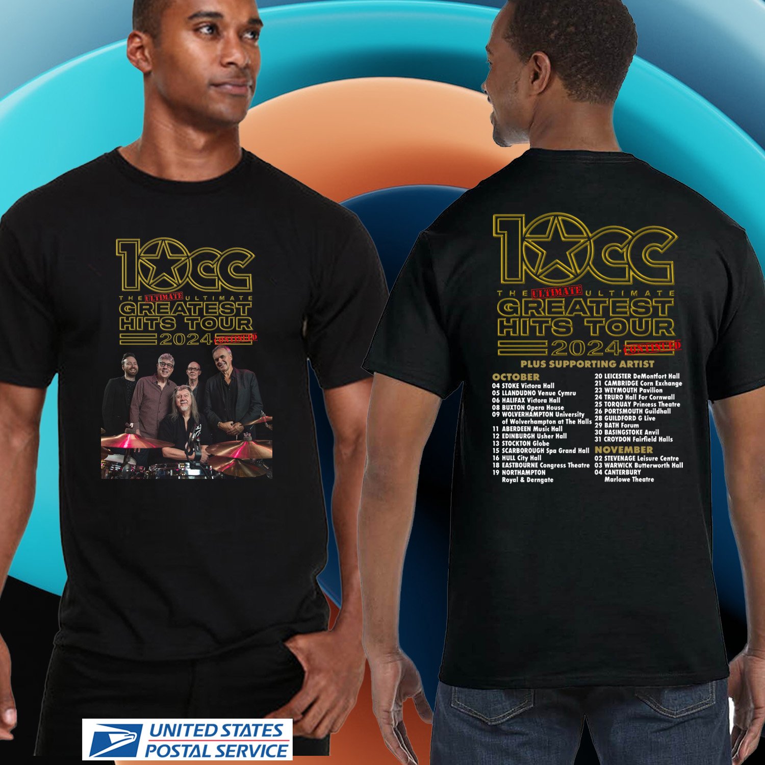 10CC THE ULTIMATE GREATEST HITS U.KINGDOM TOUR 2024. 10CC. TOUR 2024. UNISEX BLACK TEE CS81