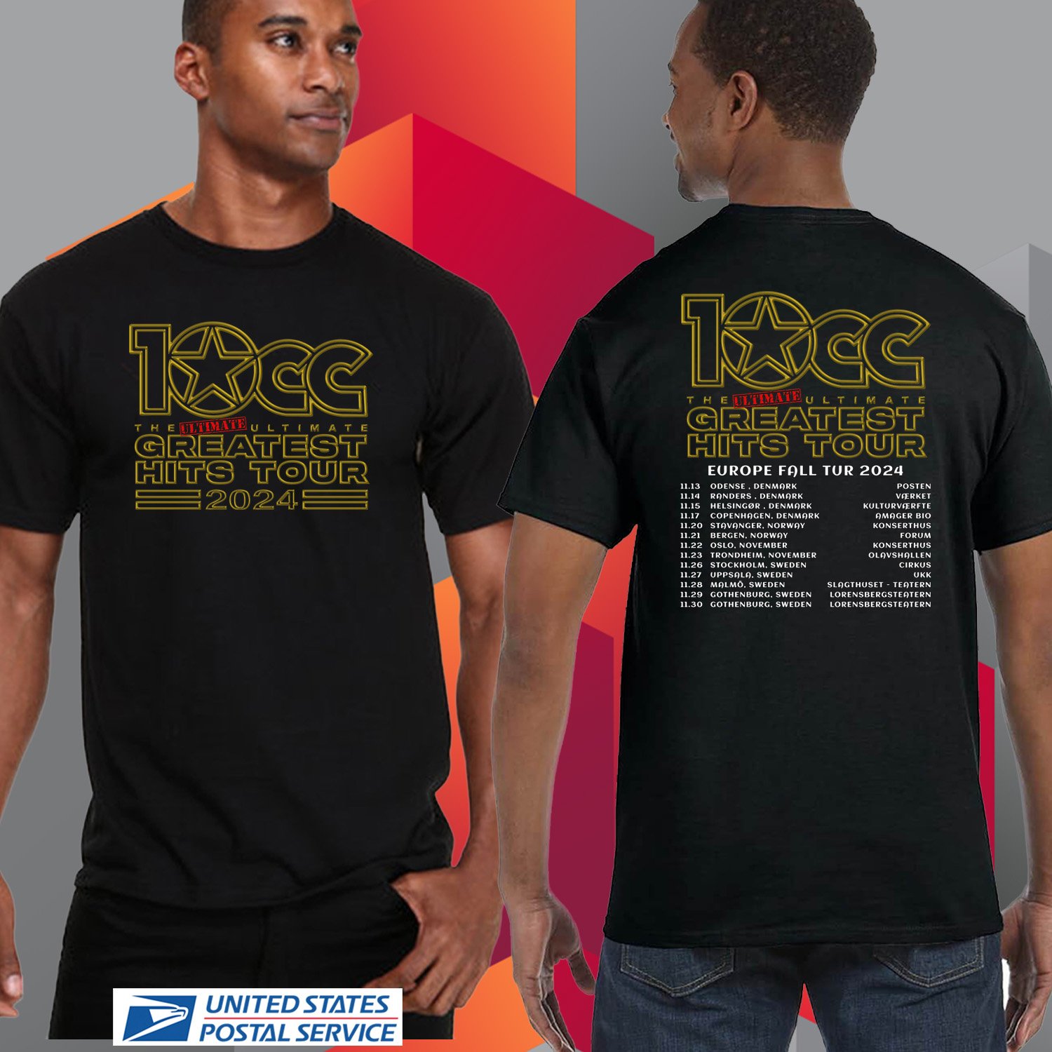 10CC THE ULTIMATE GREATEST HITS EUROPE TOUR 2024. 10CC. TOUR 2024. UNISEX BLACK TEE CS81