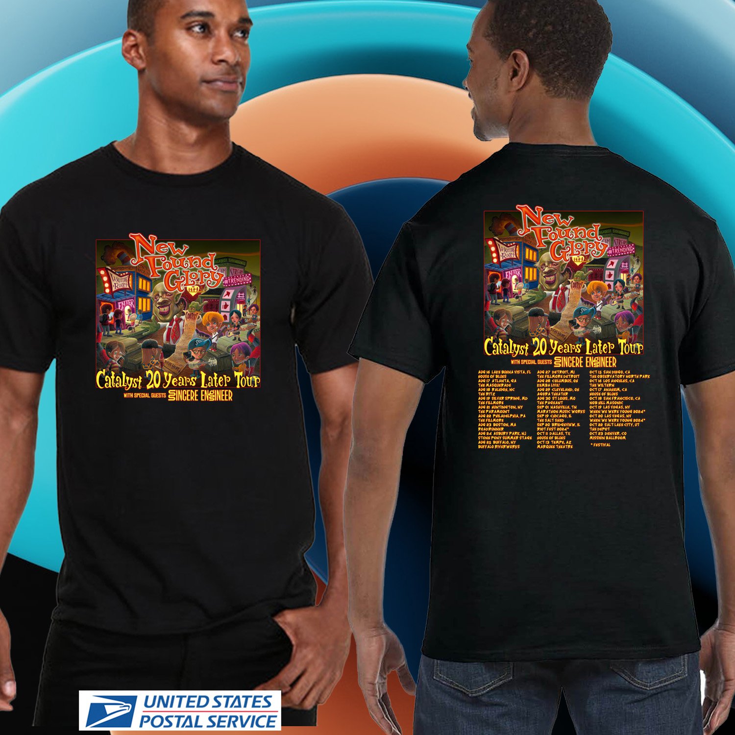 NEW FOUND GLORY CATALYST 20YEARS LATER TOUR 2024. NEW FOUND GLORY TOUR. UNISEX TEE CS81