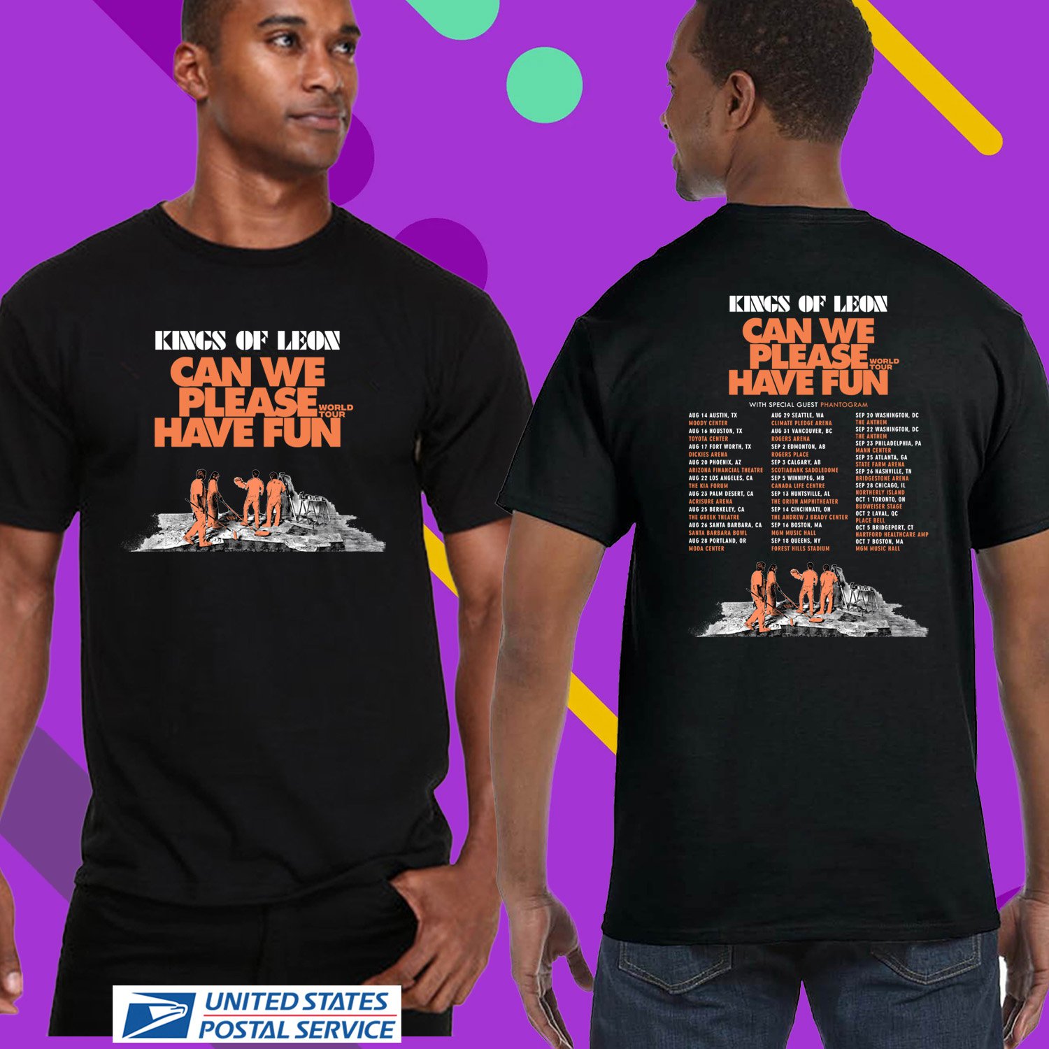 KINGS OF LEON CAN WE HAVE FUN TOUR 2024. KINGS OF LEON TOUR. UNISEX BLACK TEE CS81