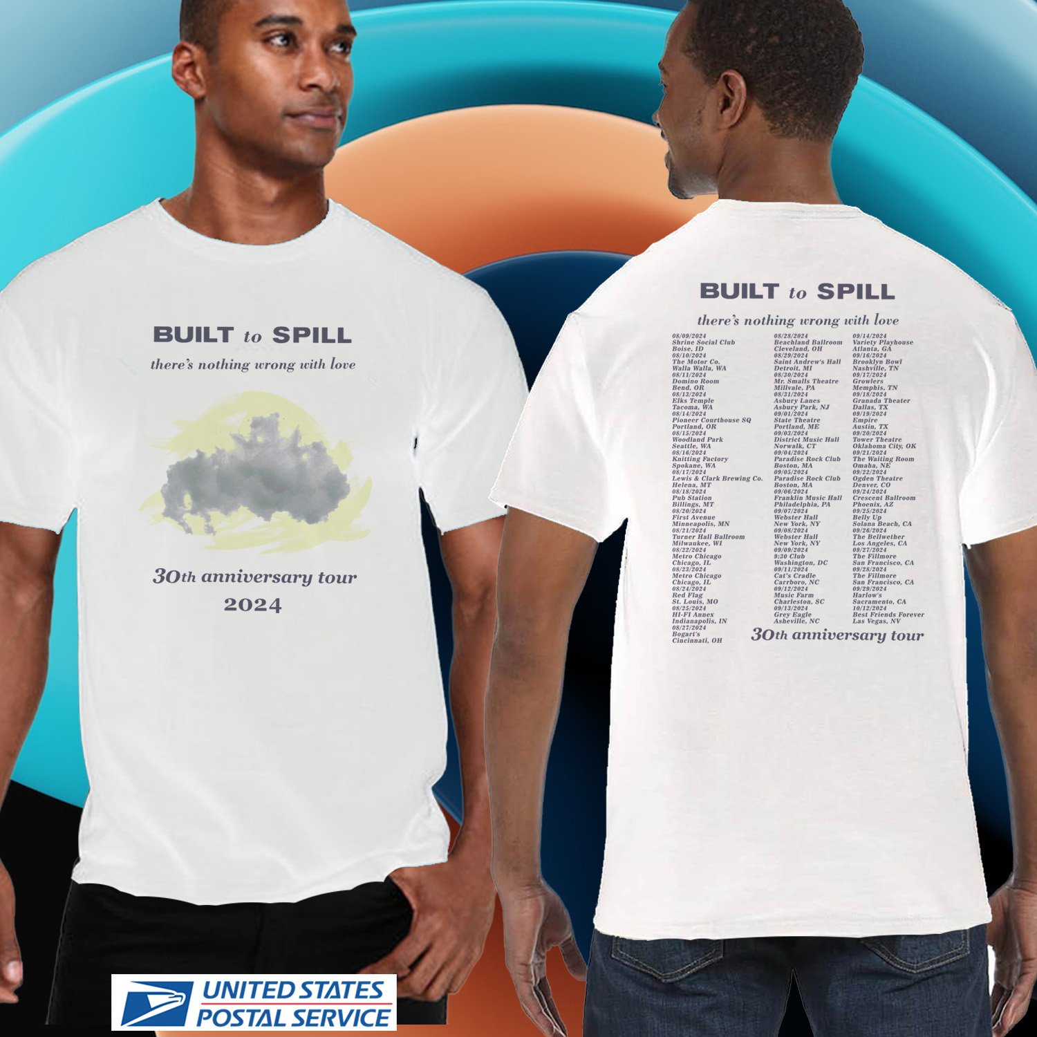 BUILT TO SPILL THERES NOTHING WRONG W LOVE TOUR 2024. BUILT TO SPILL. UNISEX WHITE TEE CS81