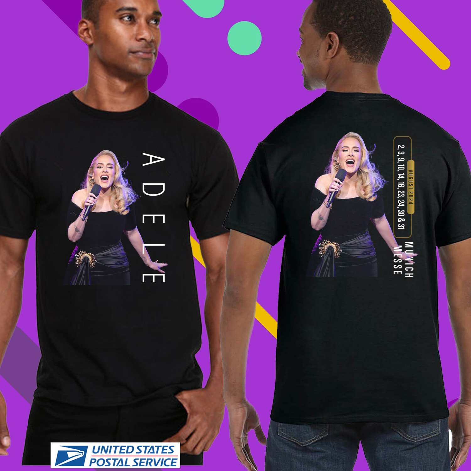 ADELE IN MUNICH GERMAN TOUR 2024. ADELE TOUR. UNISEX BLACK TEE CS81