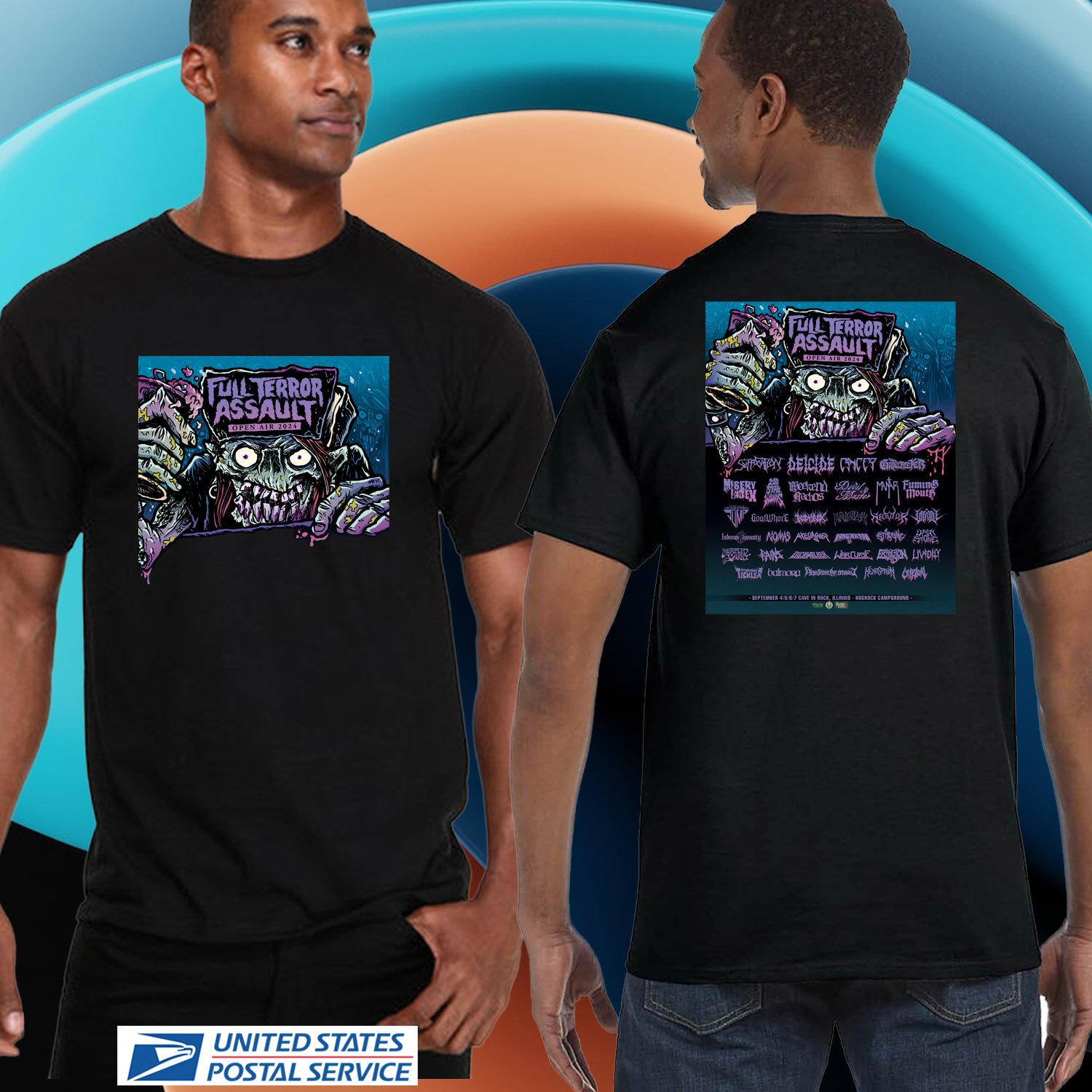 FULL TERROR ASSAULT OPEN AIR FESTIVAL 2024. FULL TERROR ASSAULT FESTIVAL. UNISEX BLACK TEE CS81