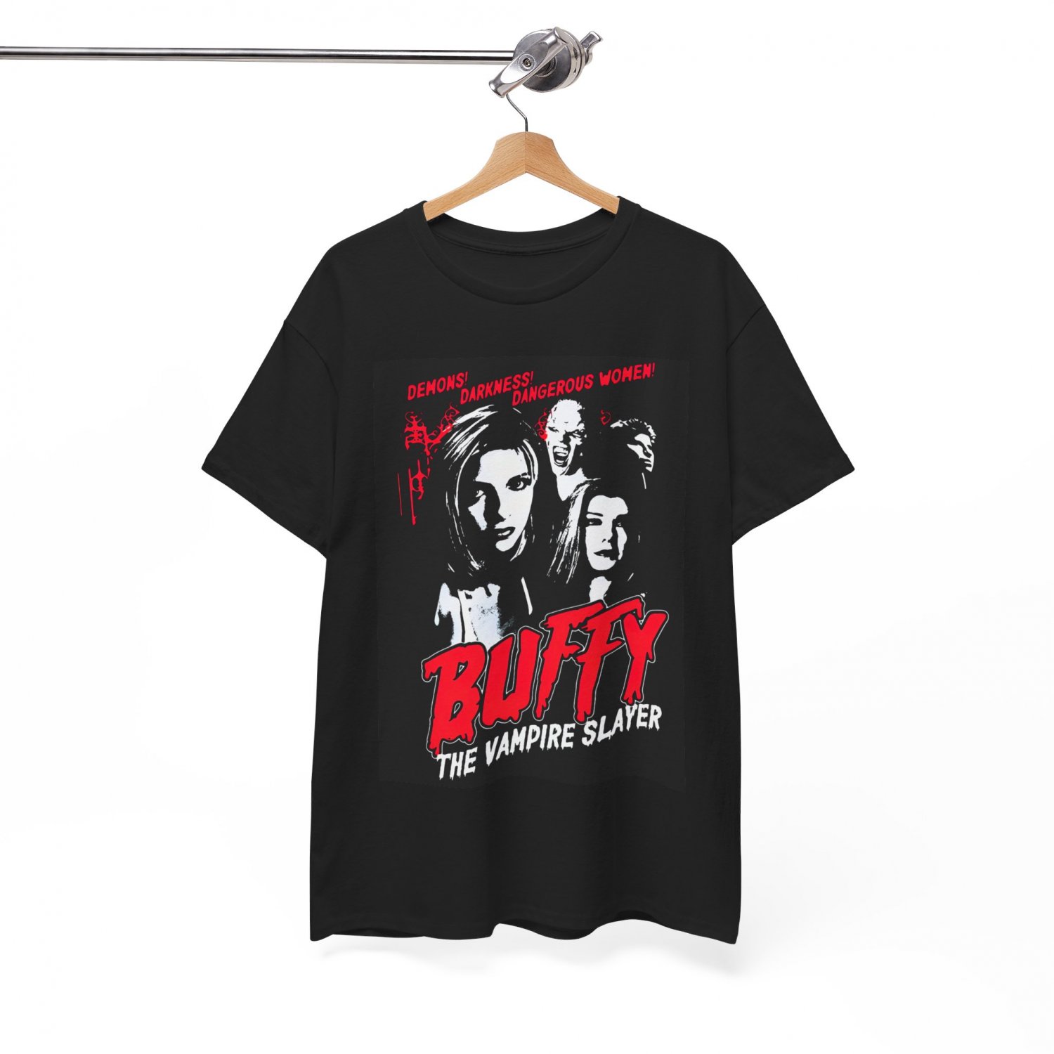 Buffy The Vampire Slayer Horror Movie shirt, Buffy retro Tshirt Black