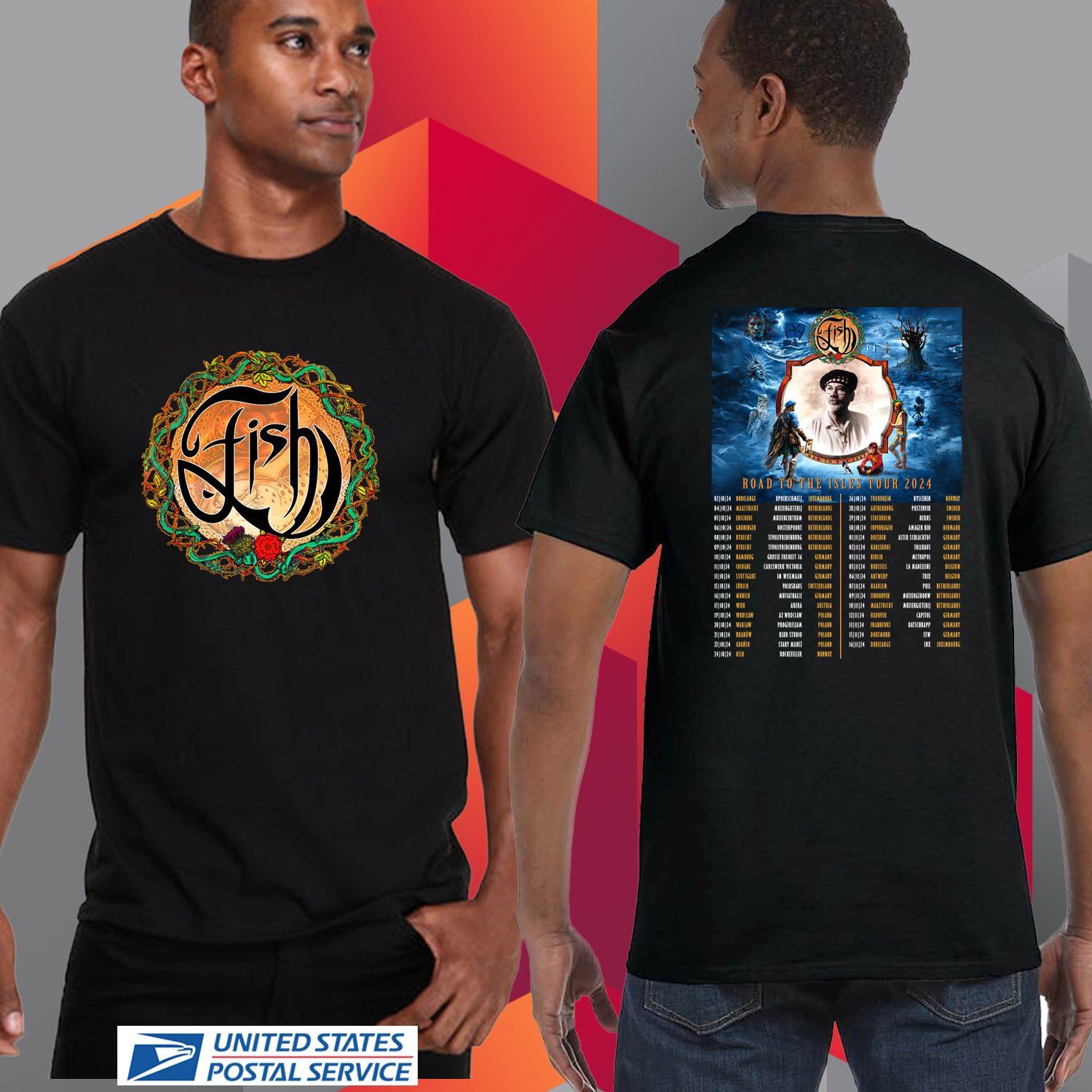 FISH ROAD TO THE ISLES EU TOUR 2024. FISH TOUR. UNISEX BLACK TEE CS81