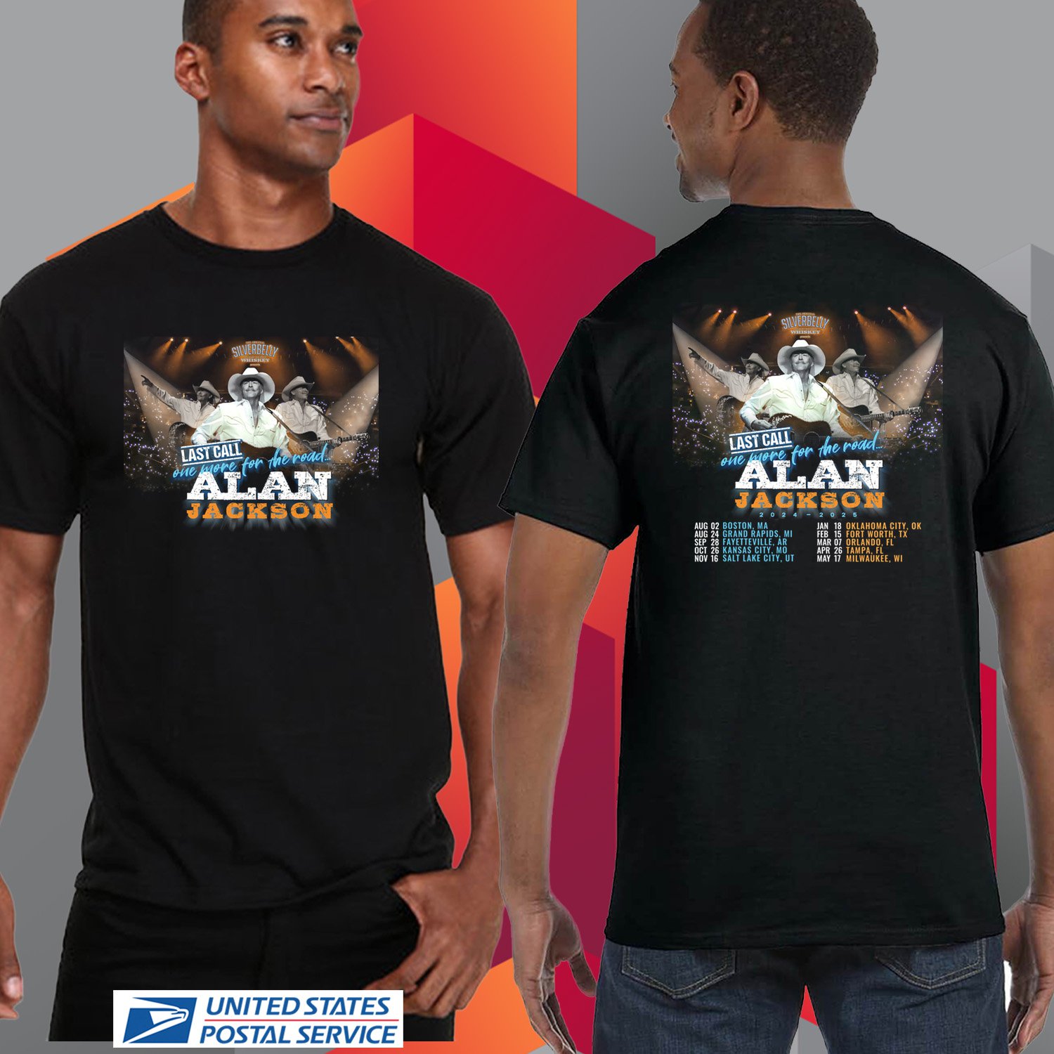 ALAN JACKSON LAST CALL ON EMORE TOUR 2024/2025. ALAN JACKSON TOUR. UNISEX BLACK TEE CS81