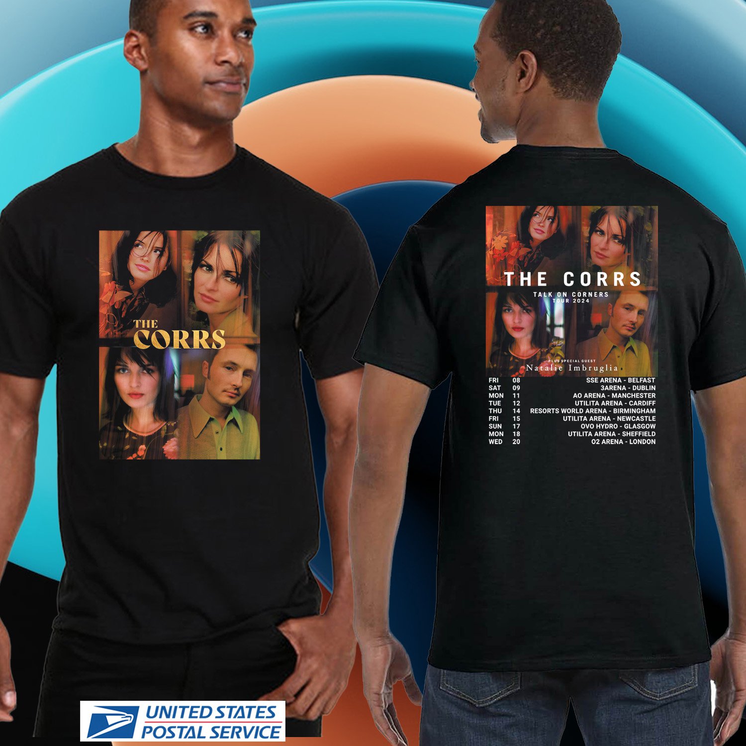 THE CORRS TALK ON CORNERS UNITED KINGDOM TOUR 2024. THE CORRS TOUR. UNISEX BLACK TEE CS82