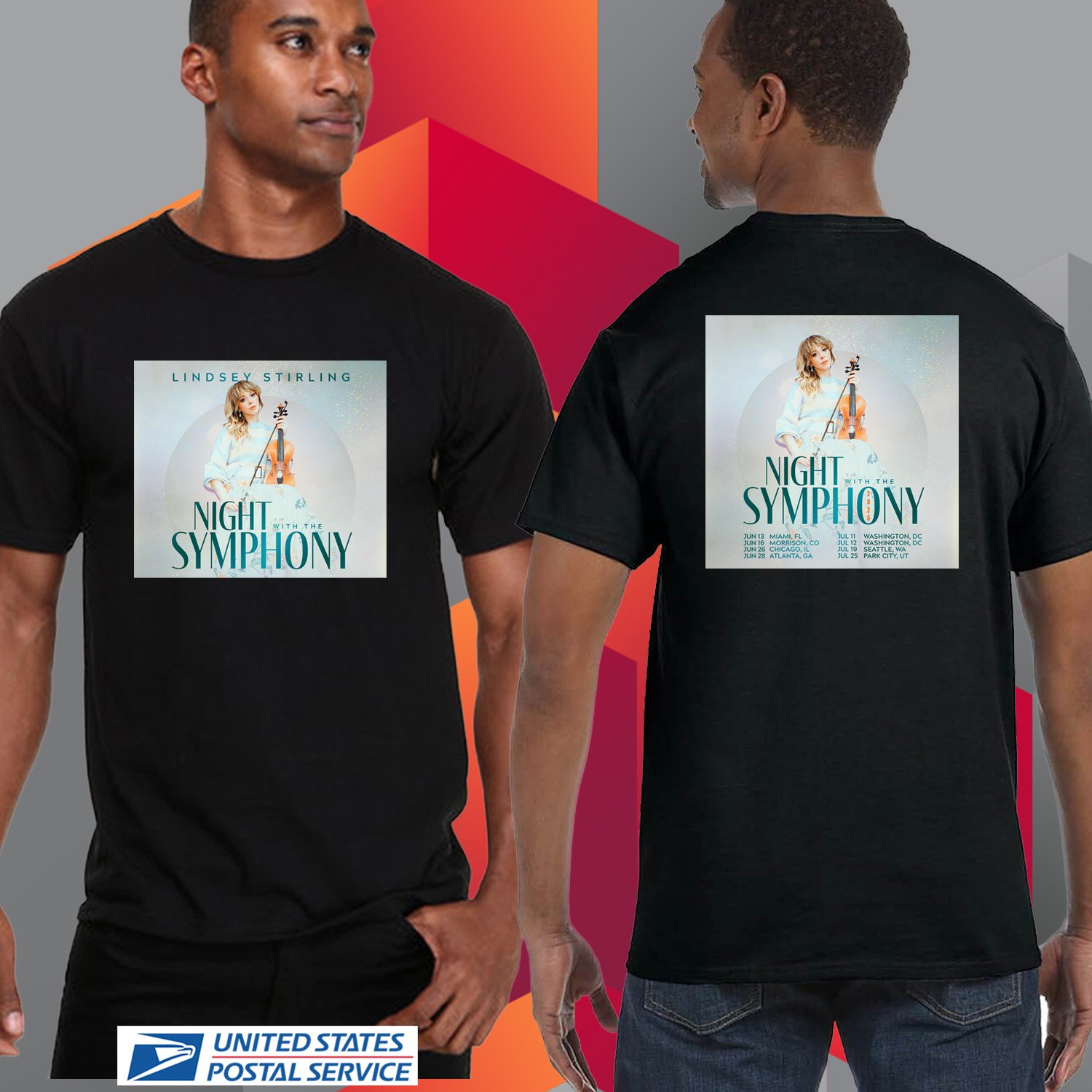 LINDSEY STIRLING NIGHT WITH THE SYMPHONY USA TOUR 2025. LINDSEY STIRLING. UNISEX BLACK TEE CS81