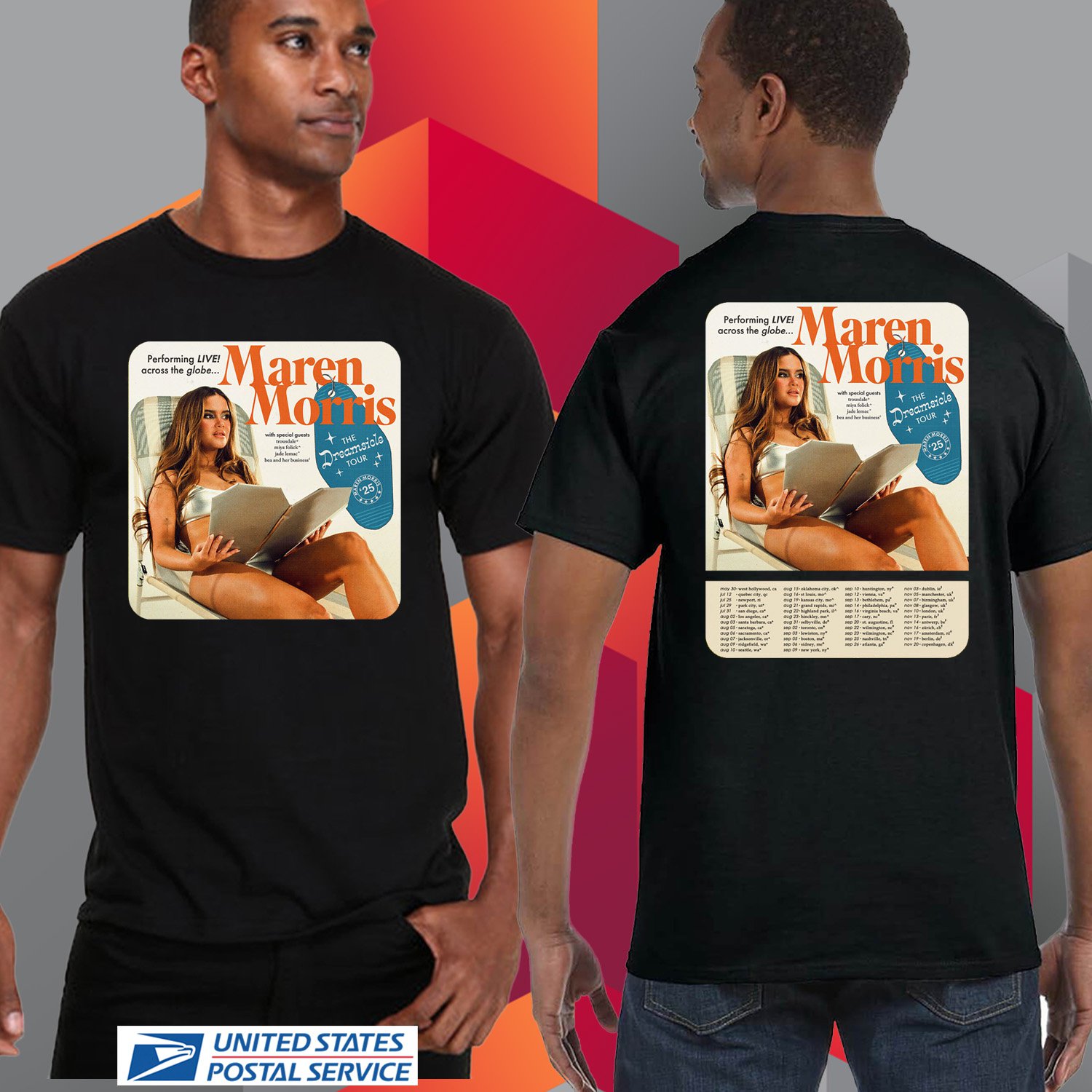 MAREN MORRIS THE DREAMSICLE WORLD TOUR 2025. MAREN MORRIS. UNISEX BLACK TEE CS81