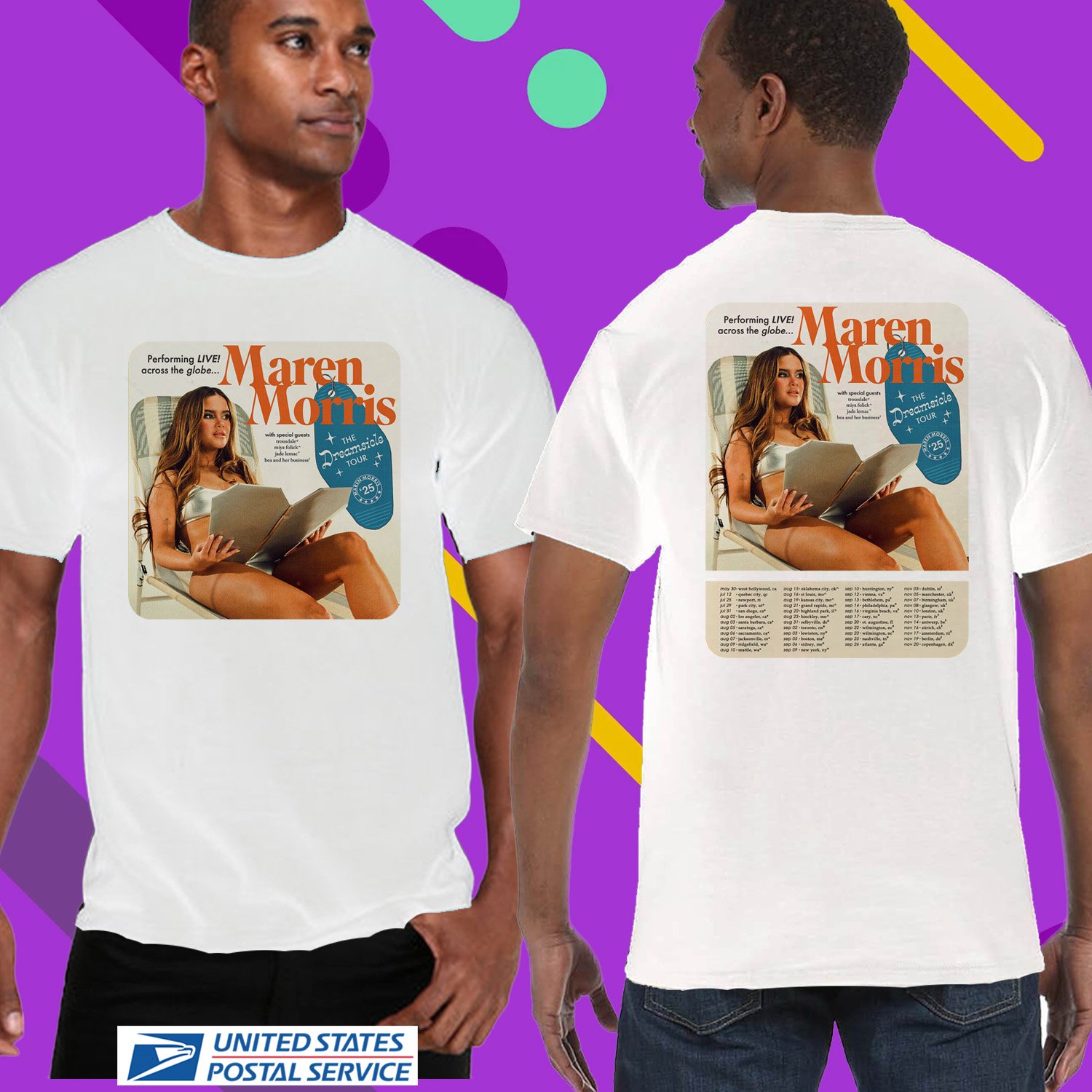 MAREN MORRIS THE DREAMSICLE WORLD TOUR 2025. MAREN MORRIS. UNISEX WHITE TEE CS81