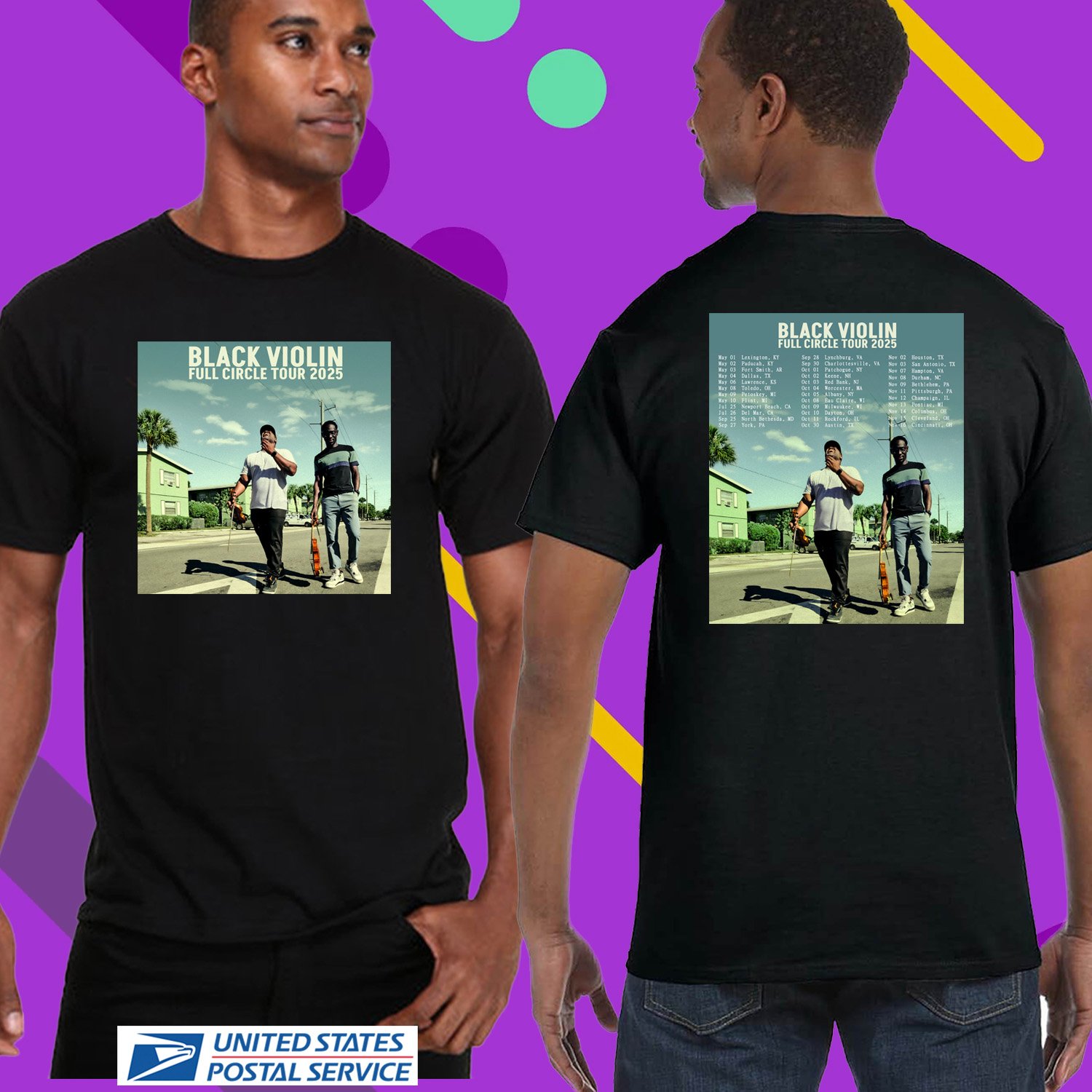 BLACK VIOLIN FULL CIRCLE TOUR 2025. BLACK VIOLIN. UNISEX BLACK TEE CS81