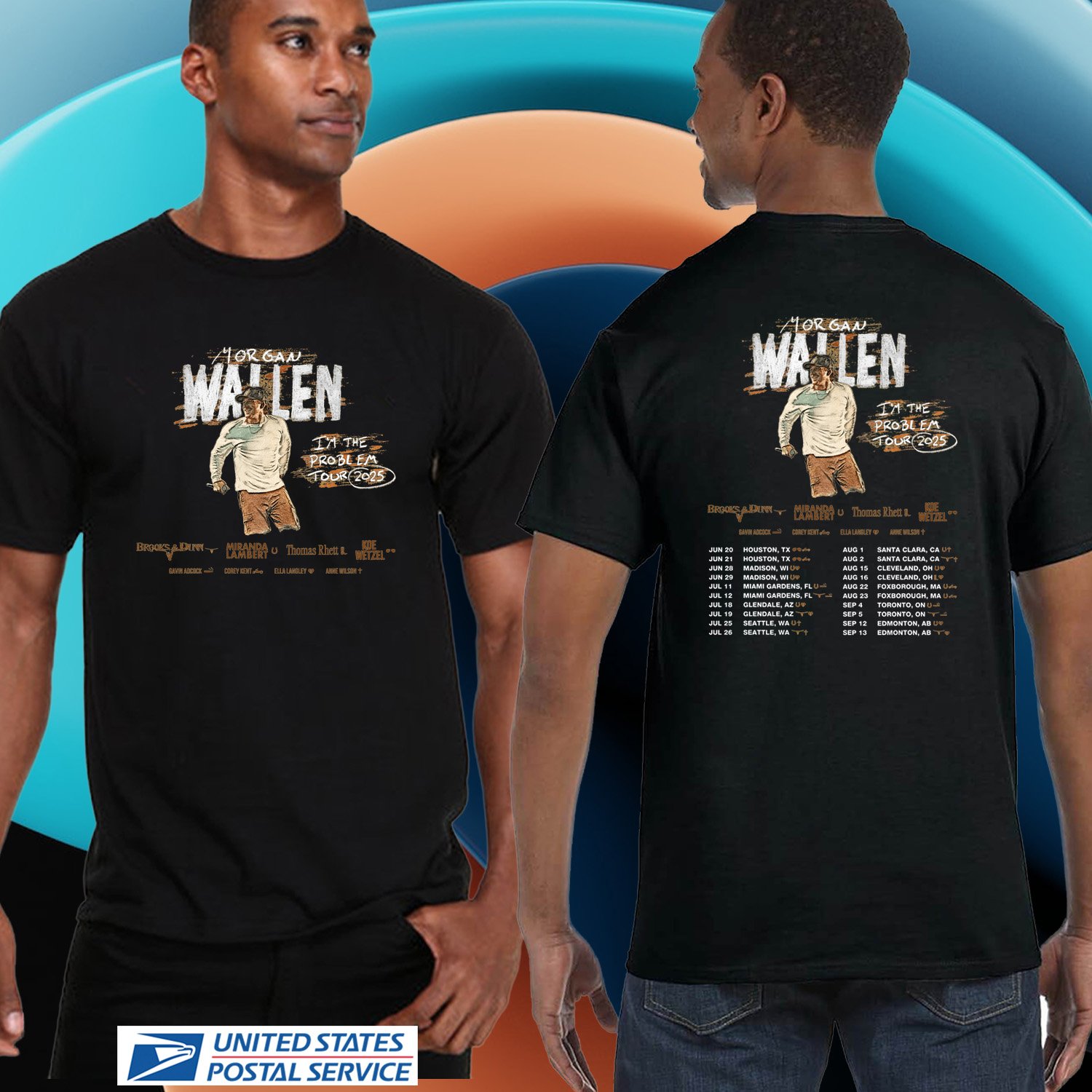 IM THE PROBLEM MORGAN WALLEN TOUR 2025. MORGAN WALLEN. UNISEX BLACK TEE CS81