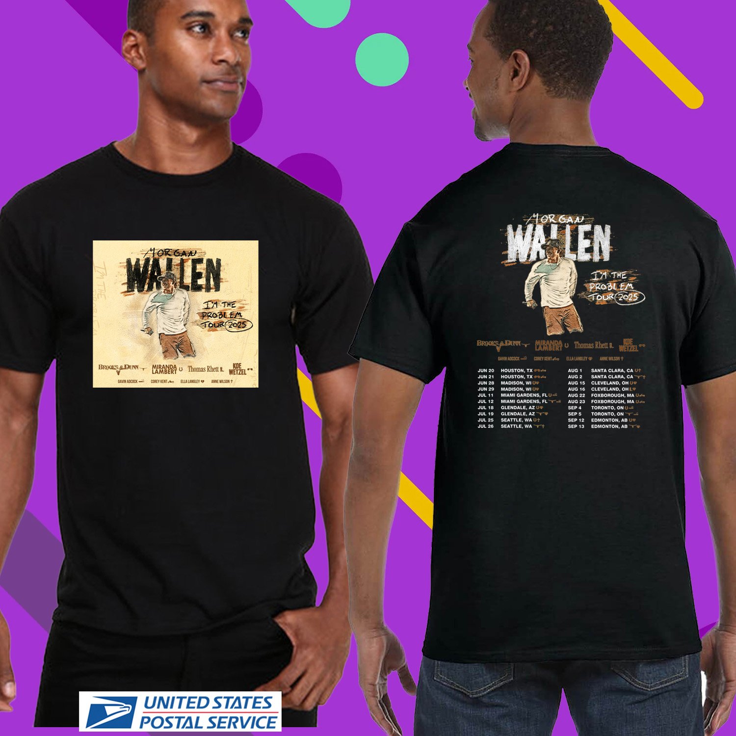 IM THE PROBLEM MORGAN WALLEN TOUR 2025. MORGAN WALLEN. UNISEX BLACK TEE CS82