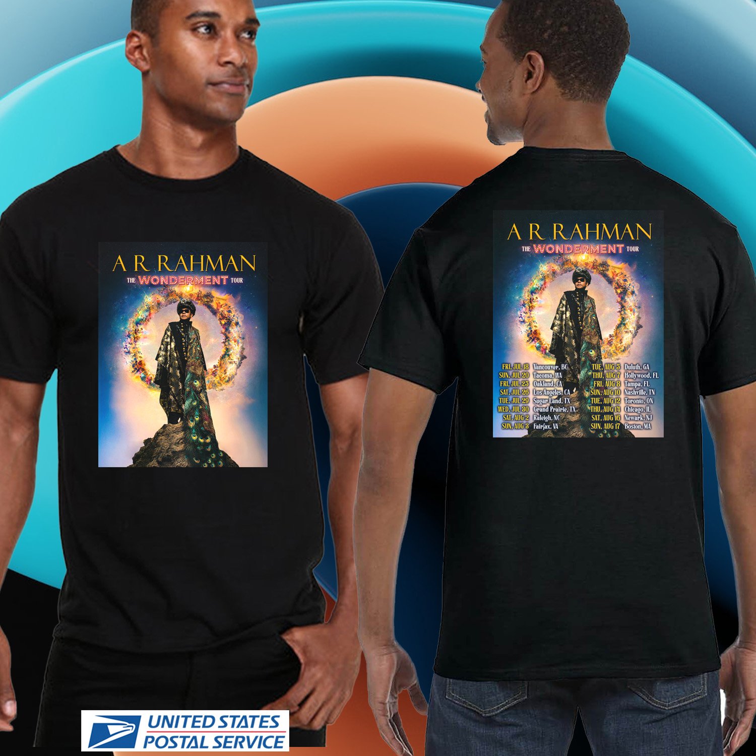 AR RAHMAN THE WONDERMENT TOUR 2025. AR RAHMAN. UNISEX BLACK TEE CS81