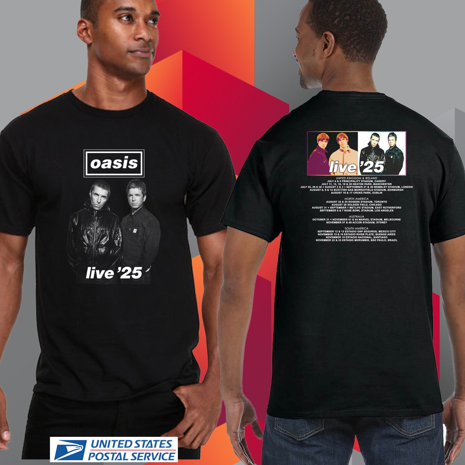 OASIS WORLD LIVE TOUR 2025. OASIS. COMPLETED DATE. UNISEX BLACK TEE CS81