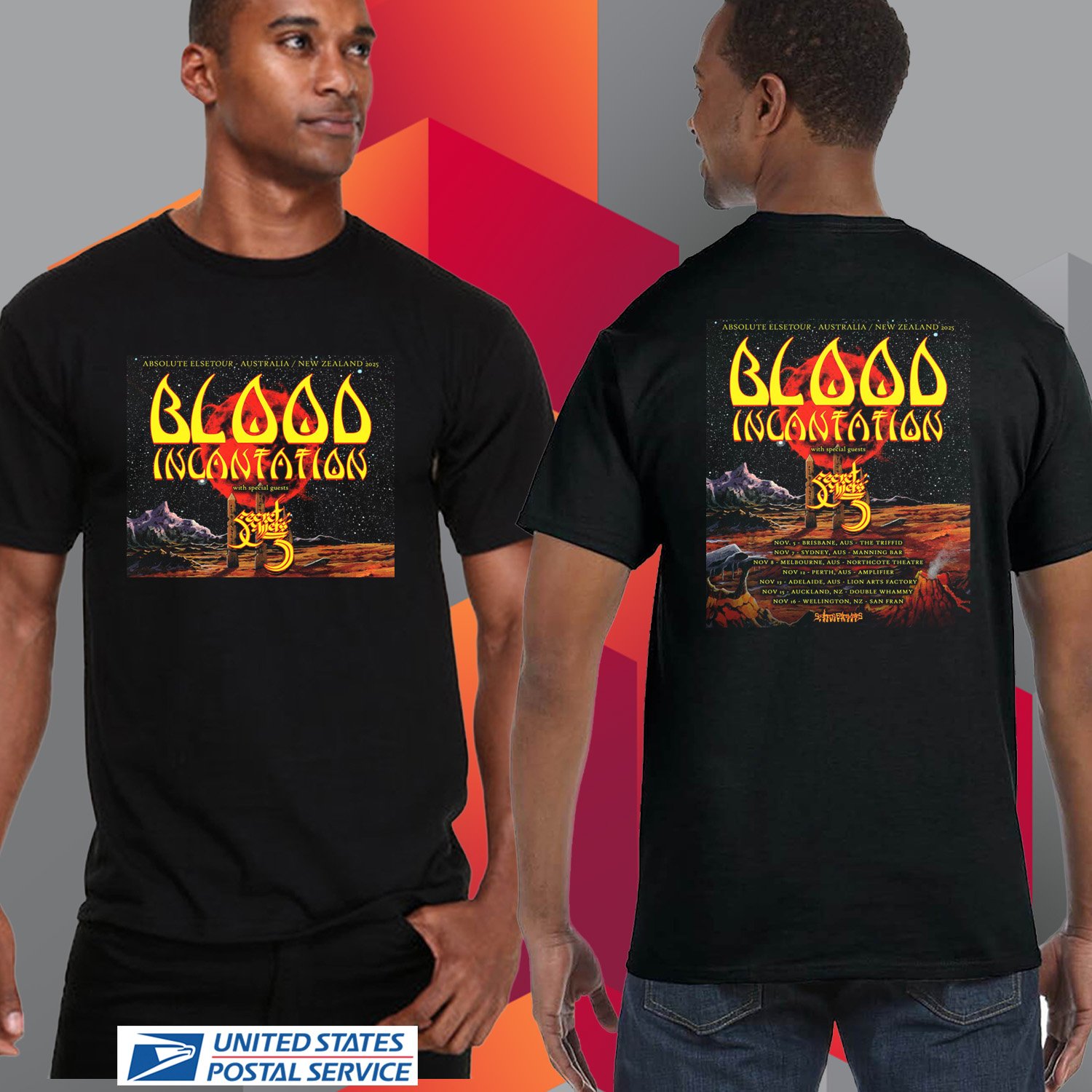 BLOOD INCANTATION ABSOLUTE ELSE AUSTRALIA TOUR 2025. BLOOD INCANTATION. UNISEX BLACK TEE CS81